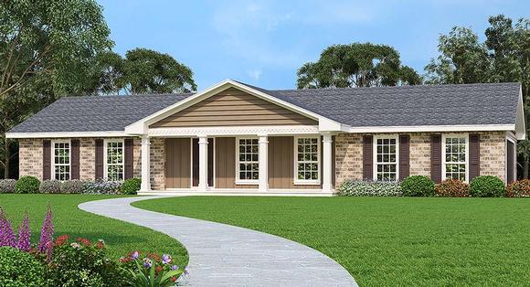 Ranch, Southern, Traditional House Plan 76932 with 3 Beds, 2 Baths, 2 Car Garage Elevation