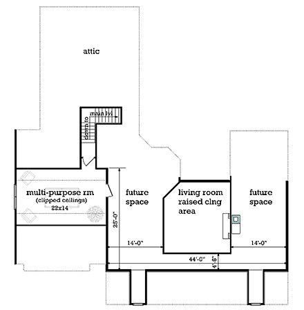 Farmhouse House Plan 76943 with 3 Beds, 2 Baths, 3 Car Garage Second Level Plan