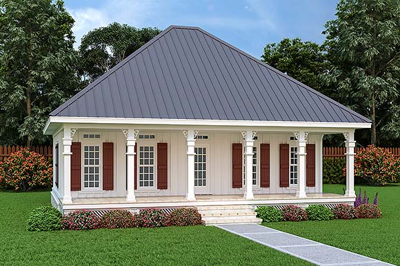 Cottage House Plan 76946 with 1 Beds, 2 Baths Elevation