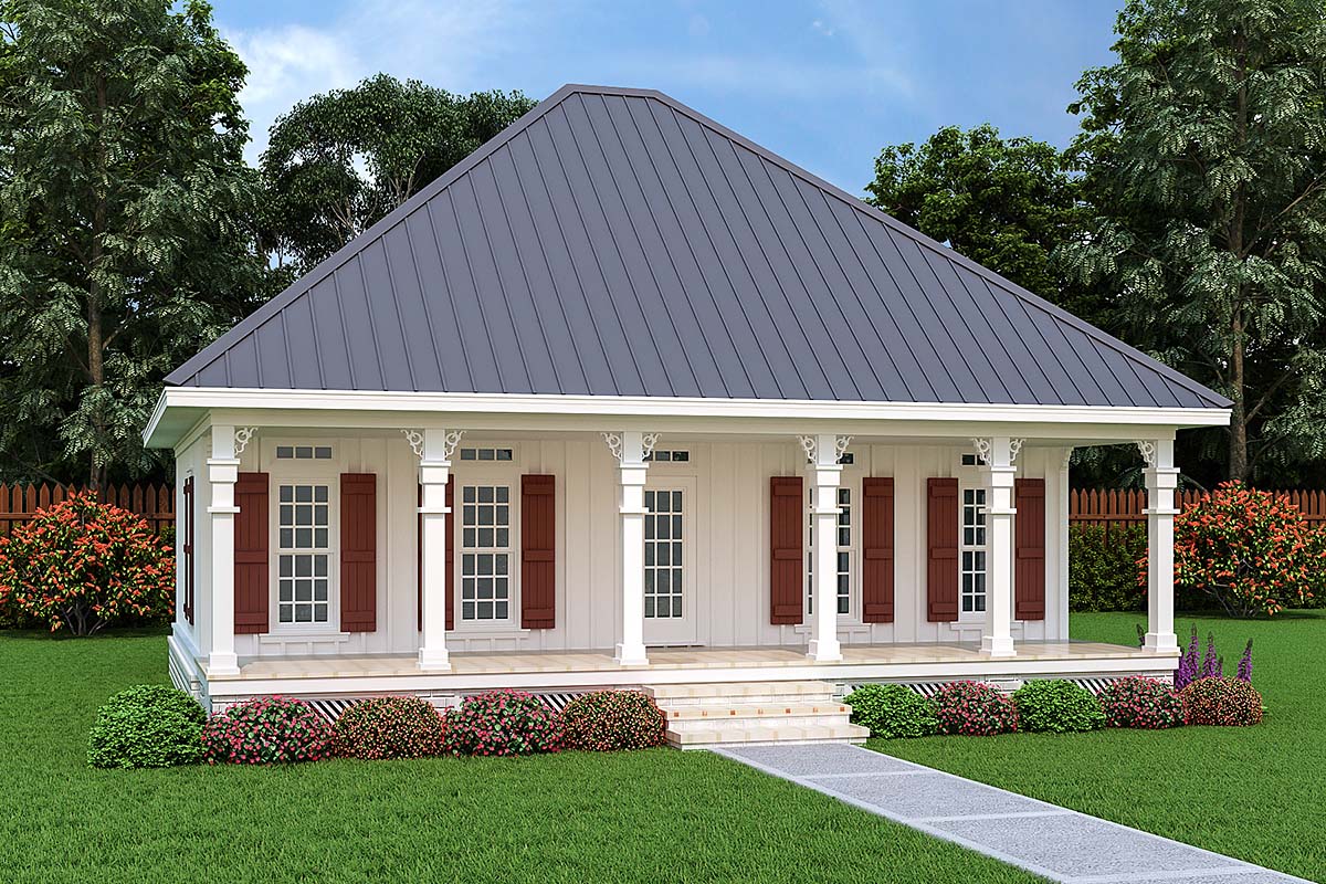 Cottage Plan with 960 Sq. Ft., 1 Bedrooms, 2 Bathrooms Elevation