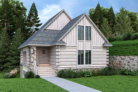 Cottage, Log House Plan 76947 with 3 Beds, 3 Baths Elevation