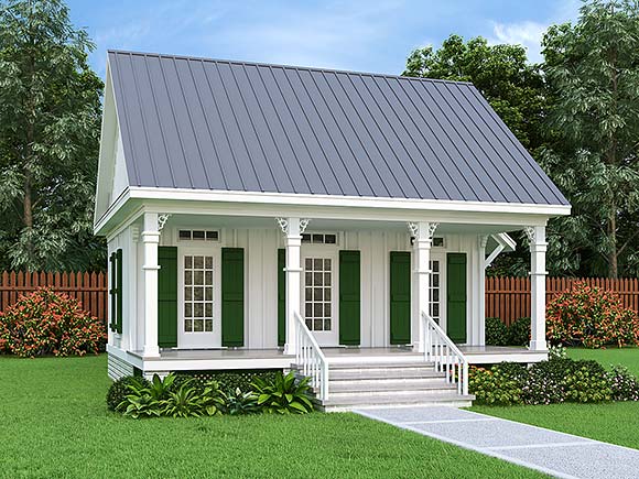 Colonial, Cottage, Country House Plan 76949 with 1 Beds, 1 Baths Elevation