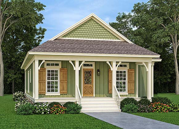 Colonial, Cottage, Country, European, Southern House Plan 76959 with 3 Beds, 2 Baths Elevation