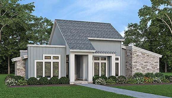 Contemporary, Modern House Plan 76963 with 3 Beds, 2 Baths Elevation