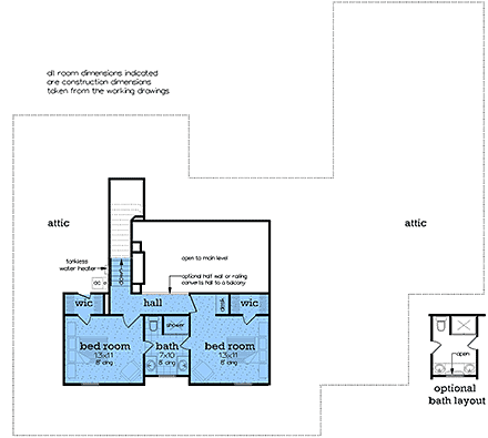 Country, Farmhouse, Southern, Traditional House Plan 76969 with 4 Beds, 4 Baths, 3 Car Garage Second Level Plan