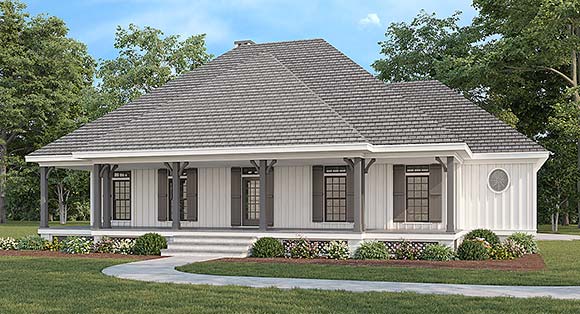 Country, Farmhouse, Southern House Plan 76979 with 3 Beds, 3 Baths, 2 Car Garage Elevation