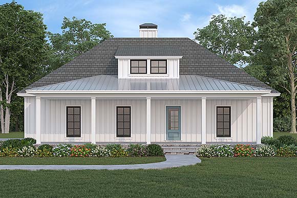 Country, Ranch, Southern House Plan 76981 with 3 Beds, 3 Baths, 2 Car Garage Elevation