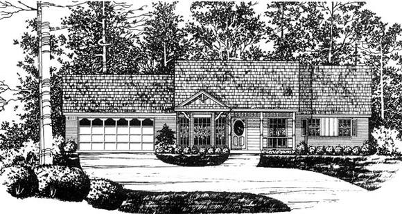 Country, One-Story, Ranch House Plan 77000 with 3 Beds, 2 Baths, 2 Car Garage Elevation