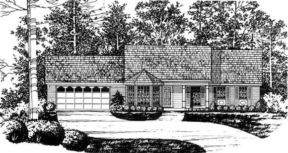 Country, One-Story House Plan 77001 with 3 Beds, 2 Baths, 2 Car Garage Elevation