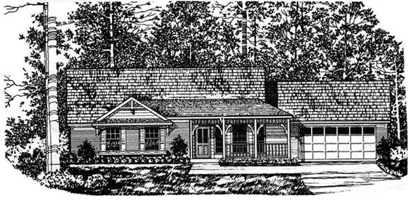 Country, One-Story, Traditional House Plan 77005 with 3 Beds, 2 Baths, 2 Car Garage Elevation