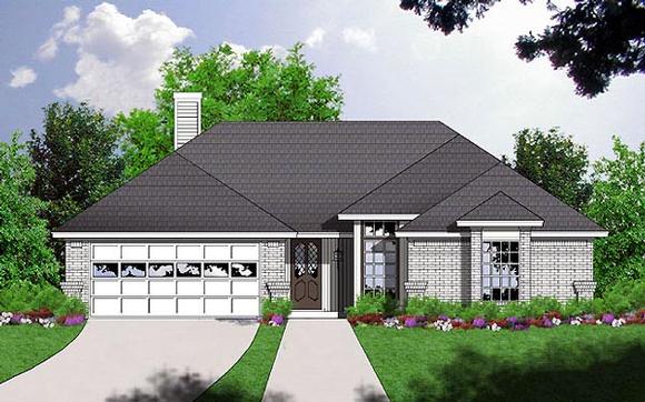 One-Story, Traditional House Plan 77006 with 3 Beds, 2 Baths, 2 Car Garage Elevation