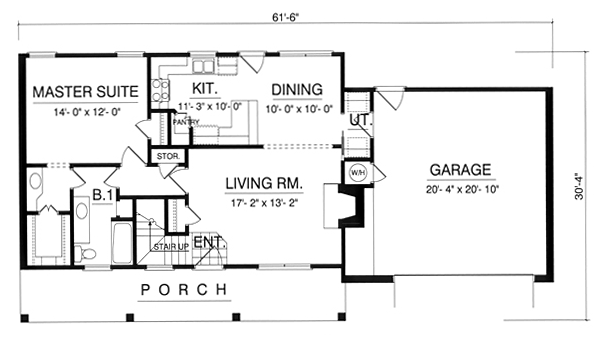 Cape Cod, Country House Plan 77008 with 3 Beds, 2 Baths, 2 Car Garage First Level Plan