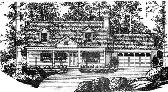 Cape Cod, Country House Plan 77008 with 3 Beds, 2 Baths, 2 Car Garage Elevation