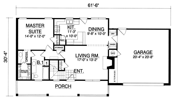 Cape Cod, Country House Plan 77009 with 3 Beds, 2 Baths, 2 Car Garage Level One