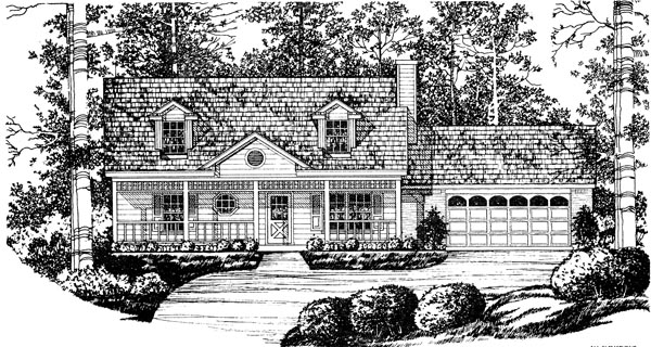 Cape Cod, Country House Plan 77009 with 3 Beds, 2 Baths, 2 Car Garage Elevation