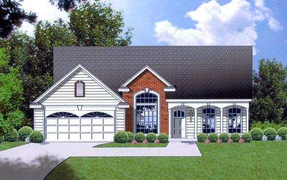 One-Story, Traditional House Plan 77011 with 3 Beds, 2 Baths, 2 Car Garage Elevation