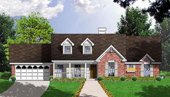 Cape Cod, One-Story, Traditional House Plan 77013 with 3 Beds, 2 Baths, 2 Car Garage Elevation