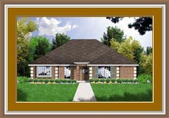 European, One-Story, Traditional House Plan 77022 with 3 Beds, 2 Baths, 2 Car Garage Elevation