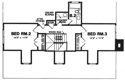 Cape Cod, Country House Plan 77049 with 3 Beds, 2 Baths, 2 Car Garage Second Level Plan