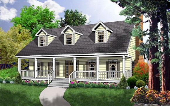Cape Cod, Country House Plan 77049 with 3 Beds, 2 Baths, 2 Car Garage Elevation