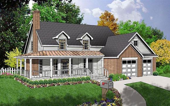 Country House Plan 77054 with 3 Beds, 2.5 Baths, 2 Car Garage Elevation