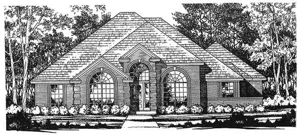 European, One-Story House Plan 77056 with 3 Beds, 2 Baths, 2 Car Garage Elevation