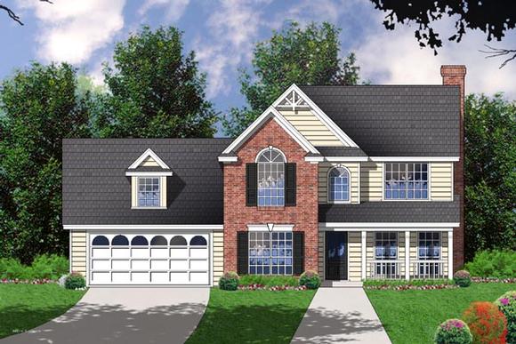Farmhouse, Traditional House Plan 77058 with 4 Beds, 2.5 Baths, 2 Car Garage Elevation