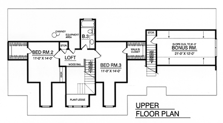 Country House Plan 77063 with 3 Beds, 2.5 Baths, 2 Car Garage Second Level Plan