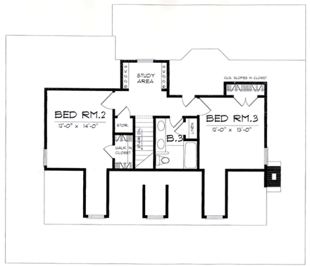 Country House Plan 77078 with 3 Beds, 3 Baths Second Level Plan
