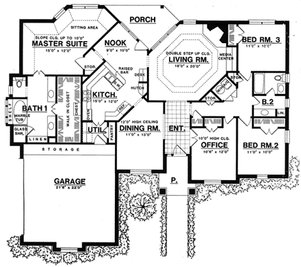 House Plan 77081 - Tudor Style with 2165 Sq Ft, 3 Bed, 2 Bath