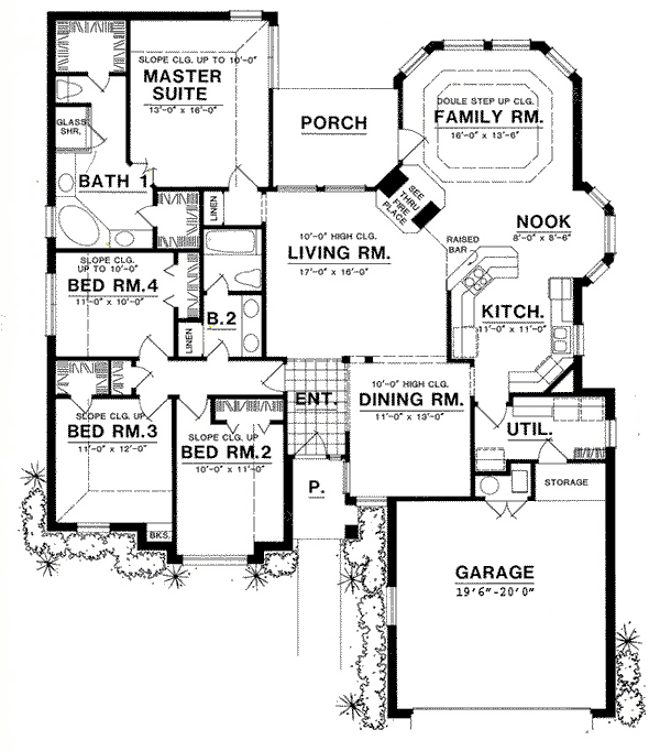 House Plan 77082 - One-Story Style with 2195 Sq Ft, 4 Bed, 2 Bath ...