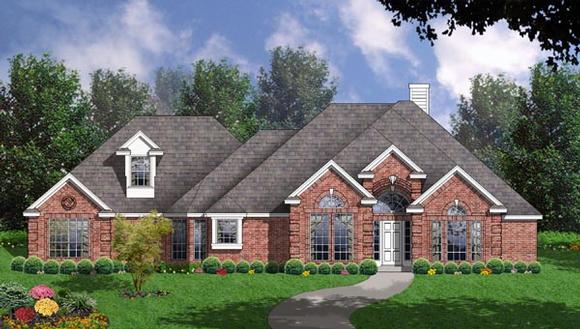 European House Plan 77085 with 4 Beds, 2.5 Baths, 3 Car Garage Elevation