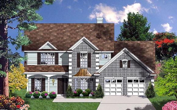 Traditional House Plan 77099 with 4 Beds, 4 Baths, 2 Car Garage Elevation