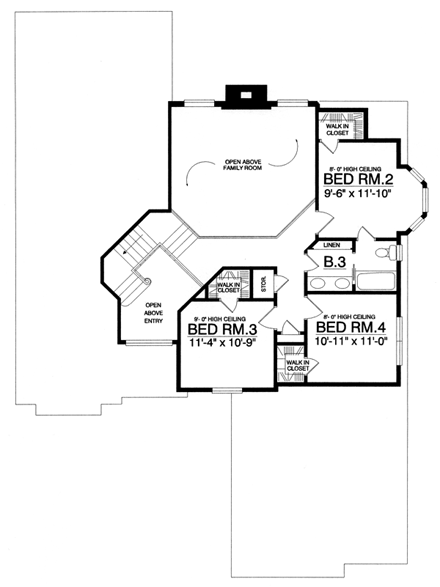 European, Mediterranean House Plan 77104 with 4 Beds, 2.5 Baths, 2 Car Garage Second Level Plan