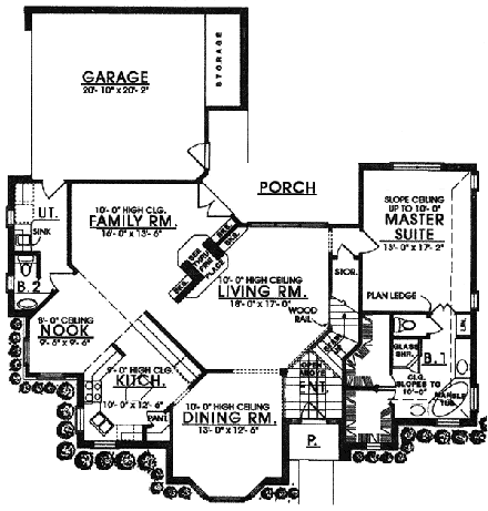 European, Mediterranean, Tudor House Plan 77112 with 4 Beds, 3.5 Baths, 2 Car Garage First Level Plan