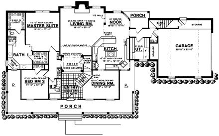 Country House Plan 77120 with 4 Beds, 3 Baths, 2 Car Garage First Level Plan