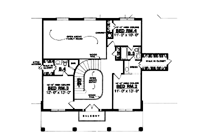 Colonial, Southern House Plan 77129 with 4 Beds, 3.5 Baths, 3 Car Garage Second Level Plan