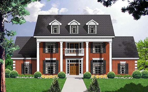 Colonial, Southern House Plan 77129 with 4 Beds, 3.5 Baths, 3 Car Garage Elevation