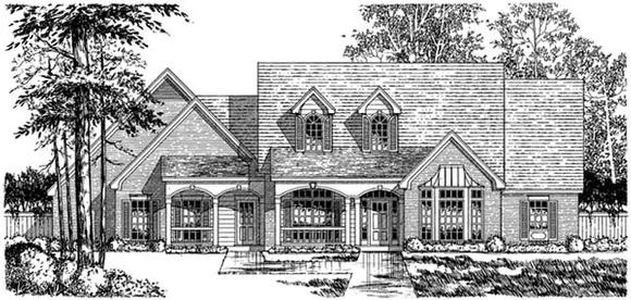 Country, One-Story, Traditional House Plan 77130 with 4 Beds, 3.5 Baths, 3 Car Garage Elevation