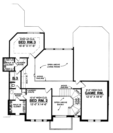 European, Victorian House Plan 77131 with 3 Beds, 2.5 Baths, 3 Car Garage Second Level Plan