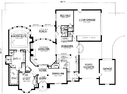 European, Victorian House Plan 77132 with 3 Beds, 3 Baths, 3 Car Garage First Level Plan