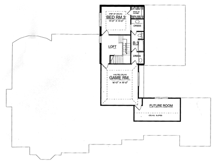 European, Victorian House Plan 77132 with 3 Beds, 3 Baths, 3 Car Garage Second Level Plan
