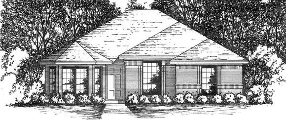 One-Story, Traditional House Plan 77157 with 3 Beds, 2 Baths Elevation