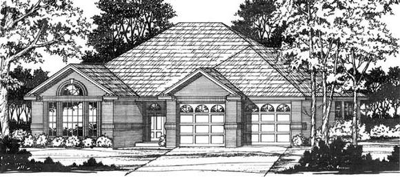 One-Story, Traditional House Plan 77159 with 3 Beds, 2 Baths, 2 Car Garage Elevation