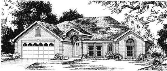 Traditional House Plan 77205 with 3 Beds, 2 Baths, 2 Car Garage Elevation