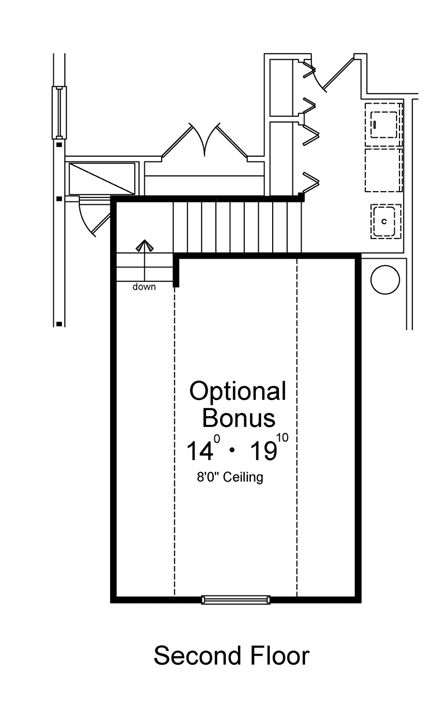 House Plan 77356 with 4 Beds, 3 Baths, 2 Car Garage Second Level Plan