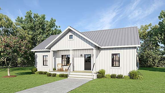 Cottage, Country, Ranch House Plan 77400 with 3 Beds, 2 Baths Elevation