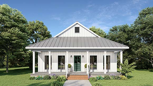 Country, Southern House Plan 77404 with 2 Beds, 1 Baths Elevation