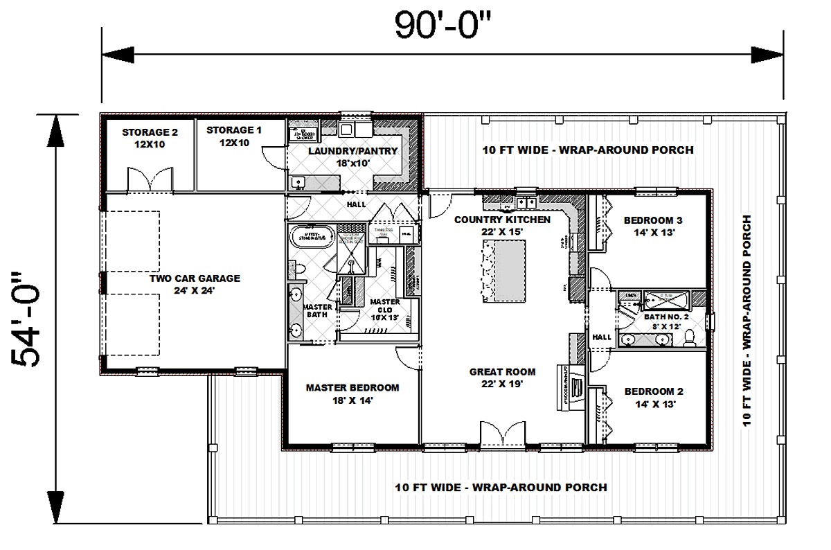 House Plan 77409 Southern Style With 2090 Sq Ft 3 Bed 2 Bath