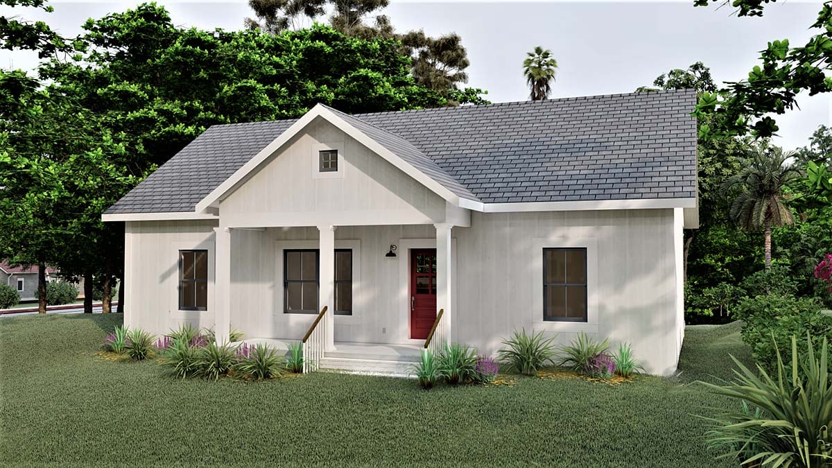 Country, Farmhouse, Ranch Plan with 1035 Sq. Ft., 3 Bedrooms, 2 Bathrooms Picture 2